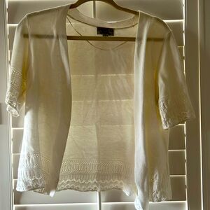 Signature By Robbie Bee Delicate White Cardigan Lace Detail Shrug